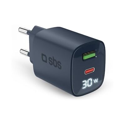 SBS 30 W multiportladdare med LCD, 1 USB-C-port och 1 USB-A-port, EU-kontakt, Power Delivery, perfekt för Android-smartphones, iPhone, surfplattor, MacBook SBS 30 W multiportladdare med LCD, 1 USB-C-port och 1 USB-A-port, EU-kontakt, Power Delivery, perfekt för Android-smartphones, iPhone, surfplattor, MacBook