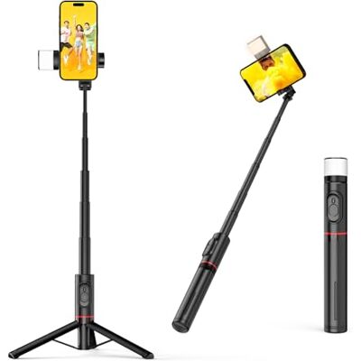 Moman Selfiepinne stativ med fyllljus, Q12S bärbart stativ mobiltelefonhållare 77 cm aluminium mobiltelefon stativ selfiestång för smartphones, 360° roterbar allt i 1 selfiepinne Moman Selfiepinne stativ med fyllljus, Q12S bärbart stativ mobiltelefonhållare 77 cm aluminium mobiltelefon stativ selfiestång för smartphones, 360° roterbar allt i 1 selfiepinne