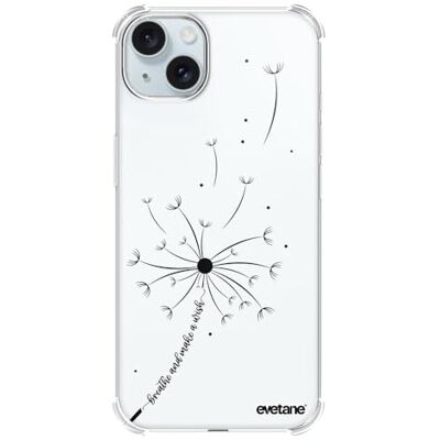 Evetane Silikonskal kompatibelt med iPhone 15 Plus mjukt och förstärkt skydd stötsäkra hörn tunt och genomskinligt bakre skal maskros gör en önskan Evetane Silikonskal kompatibelt med iPhone 15 Plus mjukt och förstärkt skydd stötsäkra hörn tunt och genomskinligt bakre skal maskros gör en önskan