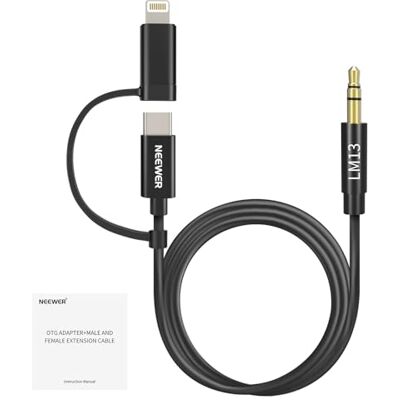 NEEWER 3,3 fot/1 m 2 i 1 AUX-kabel, 3,5 mm TRS till USB C/iOS-ljudkabel kompatibel med iPhone 16 Pro Max 15 14 13 12 Android Samsung S25 Ultra S24 S23 smartphone surfplatta hörlurar, LM13 NEEWER 3,3 fot/1 m 2 i 1 AUX-kabel, 3,5 mm TRS till USB C/iOS-ljudkabel kompatibel med iPhone 16 Pro Max 15 14 13 12 Android Samsung S25 Ultra S24 S23 smartphone surfplatta hörlurar, LM13