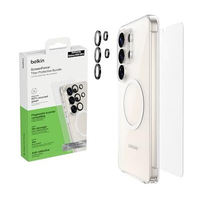 Belkin ScreenForce Titan Skyddspaket För Samsung Galaxy S26 Ultra med Reptåligt Skärmskydd, Stötsäkert Mobilskal Och Antireflexbehandlat Objektivskydd För Kameran Skydd Mot Fall På Upp Till 4 m Belkin ScreenForce Titan Skyddspaket För Samsung Galaxy S26 Ultra med Reptåligt Skärmskydd, Stötsäkert Mobilskal Och Antireflexbehandlat Objektivskydd För Kameran Skydd Mot Fall På Upp Till 4 m