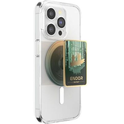 PopSockets runt telefongrepp kompatibelt med MagSafe, adapterring ingår, telefonhållare, trådlös laddning kompatibel, StarWars – emalj välkommen till Endor PopSockets runt telefongrepp kompatibelt med MagSafe, adapterring ingår, telefonhållare, trådlös laddning kompatibel, StarWars – emalj välkommen till Endor