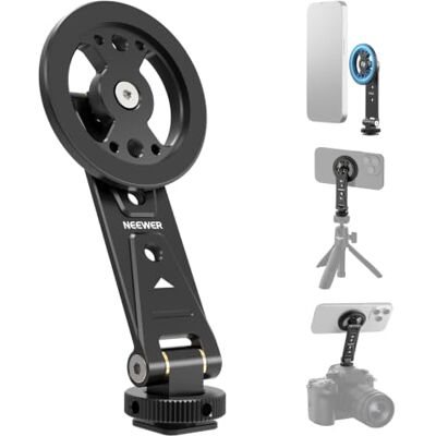 NEEWER Magnetisk telefonstativhållare kompatibel med MagSafe iPhone Samsung, roterande och justerbar metallhållare adapter för mobiltelefon med tillbehörshållare, DS031 NEEWER Magnetisk telefonstativhållare kompatibel med MagSafe iPhone Samsung, roterande och justerbar metallhållare adapter för mobiltelefon med tillbehörshållare, DS031