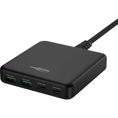 Ansmann Caricatore USB 65W a 4 porte, caricatore rapido multiplo USB-C/USB-A per iPhone/Samsung/Google/Xiaomi/Huawei/Laptop e altri dispositivi Ansmann Caricatore USB 65W a 4 porte, caricatore rapido multiplo USB-C/USB-A per iPhone/Samsung/Google/Xiaomi/Huawei/Laptop e altri dispositivi