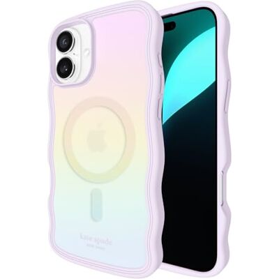 kate spade new york iPhone 16 Plus fodral – kompatibel med MagSafe – designertelefonfodral – vågigt opal-skimrande kate spade new york iPhone 16 Plus fodral – kompatibel med MagSafe – designertelefonfodral – vågigt opal-skimrande