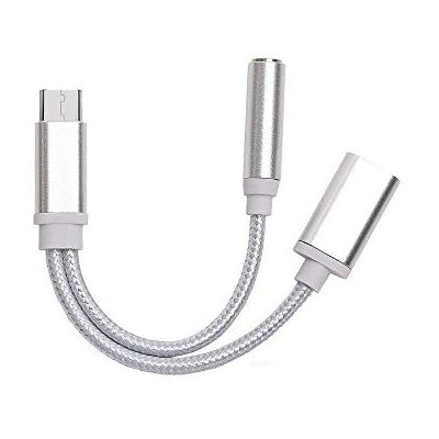 Shot Case Adapter typ C/kontakt för Sony Xperia 10 Plus smartphone laddare 2-i-1 hörlurar (silver) Shot Case Adapter typ C/kontakt för Sony Xperia 10 Plus smartphone laddare 2-i-1 hörlurar (silver)