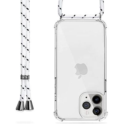 Trop Saint ® Mobiltelefonskal med band för iPhone 11 Pro mobiltelefonkedja rep snöre med fodral för upphängning – vit Trop Saint ® Mobiltelefonskal med band för iPhone 11 Pro mobiltelefonkedja rep snöre med fodral för upphängning – vit