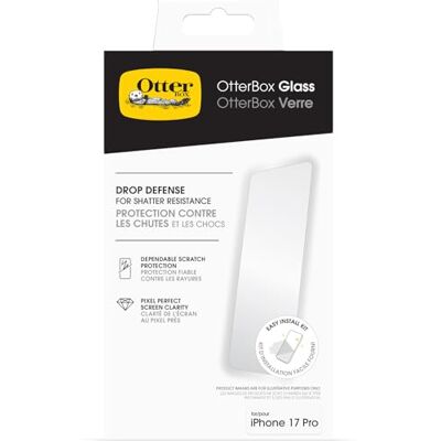 OtterBox Glass skärmskydd för iPhone 17 Pro, 9H hårdhetshärdat glas, repskydd, skydd mot splitter OtterBox Glass skärmskydd för iPhone 17 Pro, 9H hårdhetshärdat glas, repskydd, skydd mot splitter