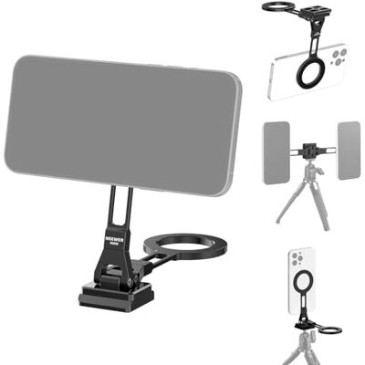 NEEWER Dubbel magnetisk telefonhållare stativ stativ montering med bas av Arca-typ, metall lätt bärbar kamera mobiltelefonfäste kompatibel med MagSafe iPhone Samsung Android videoinspelning, DS029 NEEWER Dubbel magnetisk telefonhållare stativ stativ montering med bas av Arca-typ, metall lätt bärbar kamera mobiltelefonfäste kompatibel med MagSafe iPhone Samsung Android videoinspelning, DS029