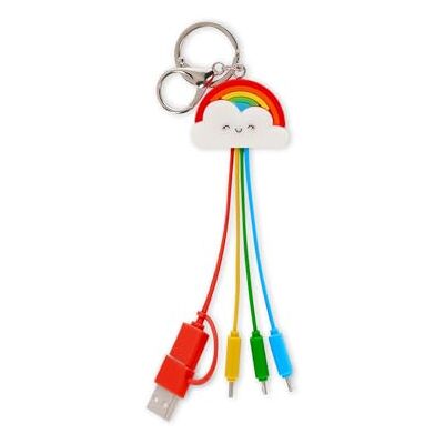 LEGAMI Multi-Link Up Rainbow laddningskabel med nyckelring, 4 laddningskablar, USB, typ-C, Micro-USB, Lightning, med USB-typ C-adapter, TPE-belagd kabel LEGAMI Multi-Link Up Rainbow laddningskabel med nyckelring, 4 laddningskablar, USB, typ-C, Micro-USB, Lightning, med USB-typ C-adapter, TPE-belagd kabel