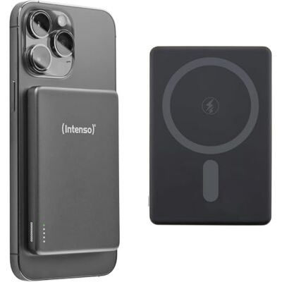 Intenso MW5000 magnetisk powerbank 5000 mAh – MagSafe-kompatibel Trådlös laddning 15 W, USB-C PD 20W, ultraflat och kompakt, mobilt ersättningsbatteri för iPhone 12 till 17, grå Intenso MW5000 magnetisk powerbank 5000 mAh – MagSafe-kompatibel Trådlös laddning 15 W, USB-C PD 20W, ultraflat och kompakt, mobilt ersättningsbatteri för iPhone 12 till 17, grå