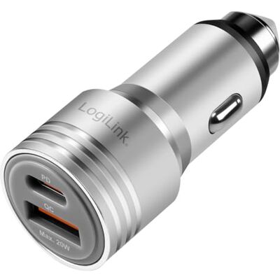 LogiLink 2-port USB billaddare adapter (personbil och lastbil) med snabbladdning Power delivery, 20 W, nödhammarfunktion, överströms-, överspännings-, överhettnings- och kortslutningsskydd LogiLink 2-port USB billaddare adapter (personbil och lastbil) med snabbladdning Power delivery, 20 W, nödhammarfunktion, överströms-, överspännings-, överhettnings- och kortslutningsskydd