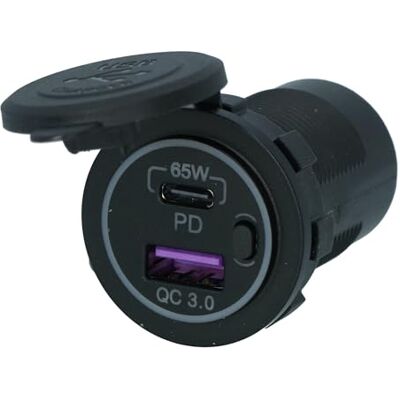 Carpoint Inbyggt uttag USB-A/USB-C 65 W snabbladdare Carpoint Inbyggt uttag USB-A/USB-C 65 W snabbladdare