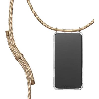 KNOK Mobiltelefonkedja kompatibel med Apple iPhone 12 Mini – silikonfodral med band – mobiltelefonfodral för smartphone att hänga – transparent fodral med snöre – skyddsfodral med snöre i guld KNOK Mobiltelefonkedja kompatibel med Apple iPhone 12 Mini – silikonfodral med band – mobiltelefonfodral för smartphone att hänga – transparent fodral med snöre – skyddsfodral med snöre i guld