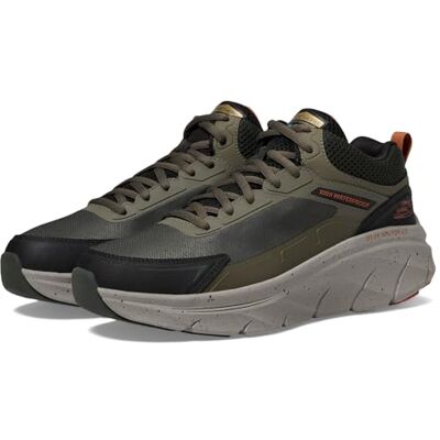 Skechers Herr D'lux Walker 2.0SHOES, Oliv ko läder nät Tpu orange trim, 42.5 EU Skechers Herr D'lux Walker 2.0SHOES, Oliv ko läder nät Tpu orange trim, 42.5 EU