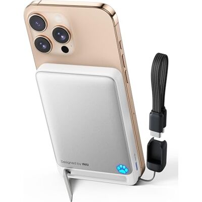 INIU 10 000 mAh bärbar laddare för MagSafe, Qi2 trådlös snabbladdning Löstagbar USB C-kabel, flygsäker, nödvändigt resor, smalaste 10 000 mAh bärbar laddare med stativ för iPhone 17-12-serien INIU 10 000 mAh bärbar laddare för MagSafe, Qi2 trådlös snabbladdning Löstagbar USB C-kabel, flygsäker, nödvändigt resor, smalaste 10 000 mAh bärbar laddare med stativ för iPhone 17-12-serien