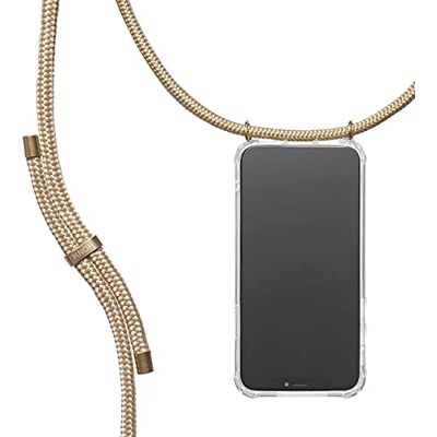 KNOK Mobiltelefonkedja kompatibel med Apple iPhone 13 PRO MAX – silikonfodral med band – mobiltelefonskal för smartphone för upphängning – transparent fodral med snöre – skyddsfodral med snöre (guld) KNOK Mobiltelefonkedja kompatibel med Apple iPhone 13 PRO MAX – silikonfodral med band – mobiltelefonskal för smartphone för upphängning – transparent fodral med snöre – skyddsfodral med snöre (guld)