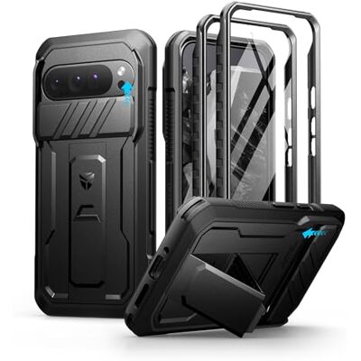 Dexnor Fodral för Google Pixel 9 Pro XL Med Kameralucka, Skärmskydd och Kickstand, Slitstarkt Skydd-Svart Dexnor Fodral för Google Pixel 9 Pro XL Med Kameralucka, Skärmskydd och Kickstand, Slitstarkt Skydd-Svart