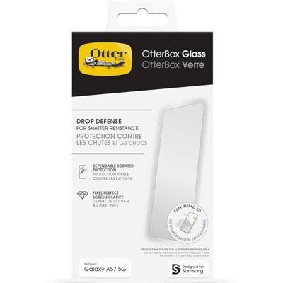OtterBox Glass skärmskydd för Samsung Galaxy A57 5G, 9H hårdhetshärdat glas, repskydd, skydd mot splitter OtterBox Glass skärmskydd för Samsung Galaxy A57 5G, 9H hårdhetshärdat glas, repskydd, skydd mot splitter