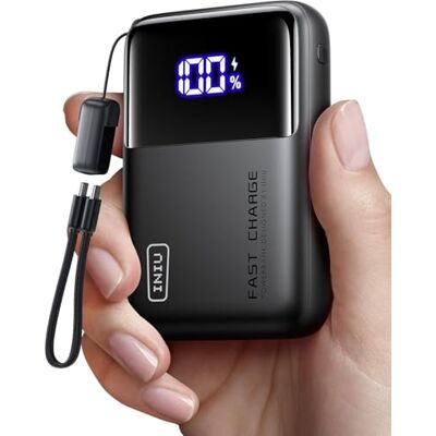 INIU 65W Laptop Powerbank, Minsta 20000mAh Bärbar Laddare med Avtagbar Inbyggd USB-C-kabel, 3-port Snabbladdningsbatteri för Resor, MacBook, iPad, iPhone 17/16 Pro, Samsung S25, Switch INIU 65W Laptop Powerbank, Minsta 20000mAh Bärbar Laddare med Avtagbar Inbyggd USB-C-kabel, 3-port Snabbladdningsbatteri för Resor, MacBook, iPad, iPhone 17/16 Pro, Samsung S25, Switch