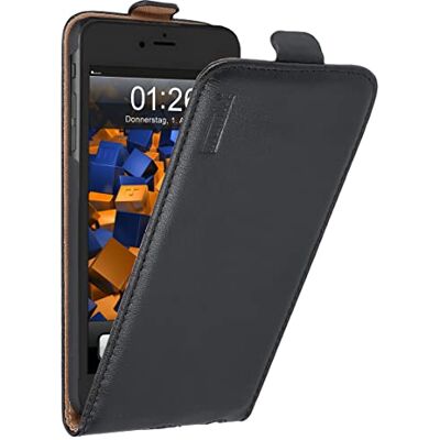 mumbi Flip fodral i äkta läder kompatibel med iPhone 6 Plus/6S Plus fodral läder fodral plånbok svart mumbi Flip fodral i äkta läder kompatibel med iPhone 6 Plus/6S Plus fodral läder fodral plånbok svart
