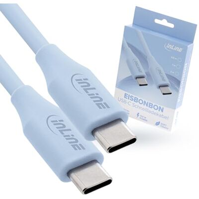 InLine Colour your Charge USB C-kabel 100 W, PD snabbladdningskabel, silikonladdningskabel, flexibel, för iPhone Air 17 Pro 16 15 iPad Galaxy S23 Pixel surfplattor, 0,5 m, isbonbon (blå), 35895B InLine Colour your Charge USB C-kabel 100 W, PD snabbladdningskabel, silikonladdningskabel, flexibel, för iPhone Air 17 Pro 16 15 iPad Galaxy S23 Pixel surfplattor, 0,5 m, isbonbon (blå), 35895B