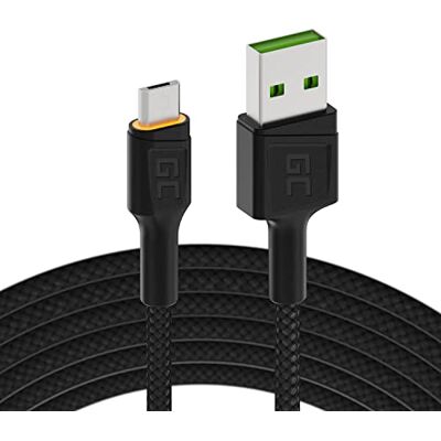 Green Cell GC Ray LED 2 m mikro-USB nylonkabel laddningskabel snabbladdningskabel High Speed Data & Sync med Quick Charge 3.0 för Samsung, Xiaomi, Huawei, Nexus, LG, Motorola, Android smartphones och andra Green Cell GC Ray LED 2 m mikro-USB nylonkabel laddningskabel snabbladdningskabel High Speed Data & Sync med Quick Charge 3.0 för Samsung, Xiaomi, Huawei, Nexus, LG, Motorola, Android smartphones och andra