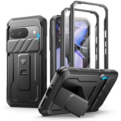 Dexnor Fodral för Google Pixel 9 Med Kameralucka, Skärmskydd och Kickstand, Slitstarkt Skydd-Svart Dexnor Fodral för Google Pixel 9 Med Kameralucka, Skärmskydd och Kickstand, Slitstarkt Skydd-Svart