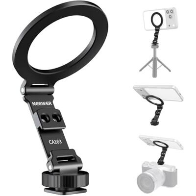 NEEWER Magnetiskt stativ telefonmontering kall skoadapter, aluminium kompakt lätt bärbar telefonhållare tillbehör för kamera, kompatibel med MagSafe iPhone Samsung Android videoinspelning, CA163 NEEWER Magnetiskt stativ telefonmontering kall skoadapter, aluminium kompakt lätt bärbar telefonhållare tillbehör för kamera, kompatibel med MagSafe iPhone Samsung Android videoinspelning, CA163