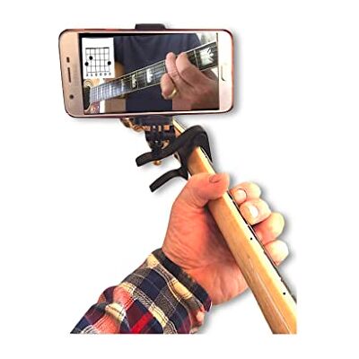 Smart-Po smartphone gitarr capo Android och iPhone kompatibel dockhuvud nackklämma mobiltelefonhållare hjälp musiker elektriska eller akustiska gitarrer Smart-Po smartphone gitarr capo Android och iPhone kompatibel dockhuvud nackklämma mobiltelefonhållare hjälp musiker elektriska eller akustiska gitarrer