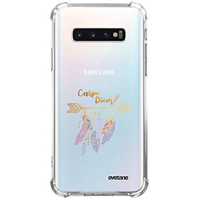 Evetane fodral kompatibel med Samsung Galaxy S10 silikonhörn starkt fullständigt skydd resistent transparent karp diem guld mönster trendig skrift Evetane fodral kompatibel med Samsung Galaxy S10 silikonhörn starkt fullständigt skydd resistent transparent karp diem guld mönster trendig skrift