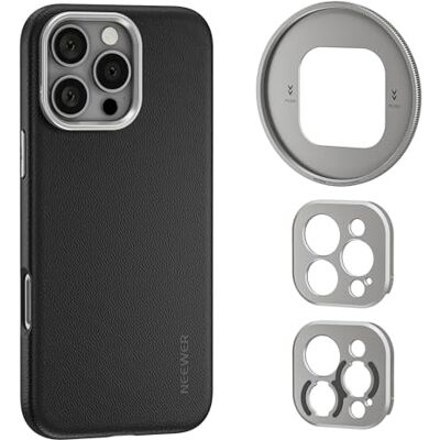 NEEWER 16 Pro Max telefonfodral, TPU/PC halkfritt skyddande slitstarkt telefonskydd med modulära bakplattor för 67 mm filter/17 mm lins/T-monteringslins, kompatibel med iPhone 16 Pro Max MagSafe NEEWER 16 Pro Max telefonfodral, TPU/PC halkfritt skyddande slitstarkt telefonskydd med modulära bakplattor för 67 mm filter/17 mm lins/T-monteringslins, kompatibel med iPhone 16 Pro Max MagSafe