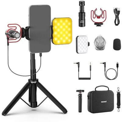 NEEWER BASICS PA050 iPhone Android Vlogging Kit Streaming Telefon YouTube Videofilmer TikTok, Selfie Stick Stativ + Mic+ LED-ljus, Essential för Skapare Innehåll Nybörjare YouTubers NEEWER BASICS PA050 iPhone Android Vlogging Kit Streaming Telefon YouTube Videofilmer TikTok, Selfie Stick Stativ + Mic+ LED-ljus, Essential för Skapare Innehåll Nybörjare YouTubers