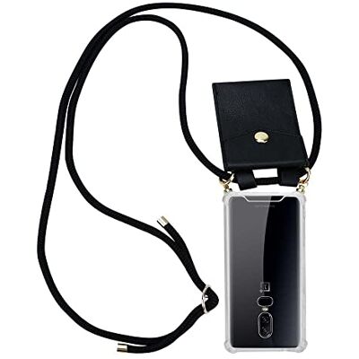 Cadorabo Mobiltelefonkedja för OnePlus 6 i svart – silikonhalsband cape fodral med guldringar, snöre och avtagbart fodral – skyddsfodral Cadorabo Mobiltelefonkedja för OnePlus 6 i svart – silikonhalsband cape fodral med guldringar, snöre och avtagbart fodral – skyddsfodral