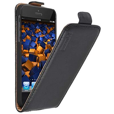 mumbi Flip Case i äkta läder kompatibelt med iPhone SE/5/5S fodral läder väska plånbok svart mumbi Flip Case i äkta läder kompatibelt med iPhone SE/5/5S fodral läder väska plånbok svart