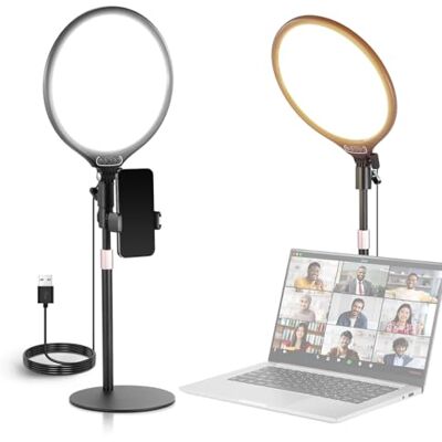 NEEWER Basics 10,5 tum bord ringljus med stativ, mobiltelefonhållare och timer, 3000–6500 K helskärm 15 W LED selfie Panelljus, streaming, smink, bärbar dator, webbkamera och videokonferenser modell NEEWER Basics 10,5 tum bord ringljus med stativ, mobiltelefonhållare och timer, 3000–6500 K helskärm 15 W LED selfie Panelljus, streaming, smink, bärbar dator, webbkamera och videokonferenser modell