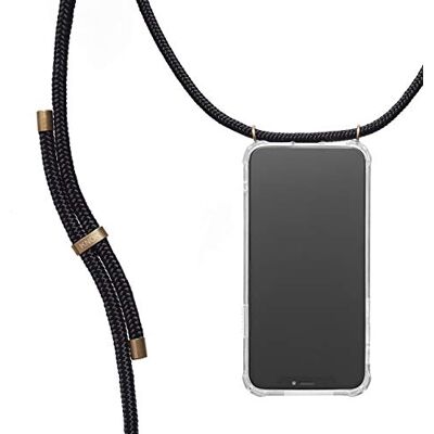 KNOK Mobiltelefonkedja kompatibel med Apple iPhone 12 PRO MAX – silikonfodral med band – mobilskal för smartphone för upphängning – transparent fodral med snöre – skyddsfodral med snöre i svart KNOK Mobiltelefonkedja kompatibel med Apple iPhone 12 PRO MAX – silikonfodral med band – mobilskal för smartphone för upphängning – transparent fodral med snöre – skyddsfodral med snöre i svart