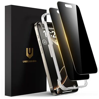 UNBREAKcable Integritetsskärm i härdat glas, kompatibel med iPhone 16 Pro Max (6,9 tum), integritetsskärm med anti-spion, repbeständig, anti-fingeravtryck och bubbelfri – paket med 2 UNBREAKcable Integritetsskärm i härdat glas, kompatibel med iPhone 16 Pro Max (6,9 tum), integritetsskärm med anti-spion, repbeständig, anti-fingeravtryck och bubbelfri – paket med 2
