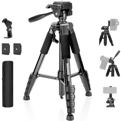 NEEWER Basic kamerastativ, 71-tums stativ med mobiltelefonhållare kompatibel med iPhone för videoinspelning professionell, lätt bärbar video foto resestativ av aluminium med 3-vägs lutningshuvud, TP55 NEEWER Basic kamerastativ, 71-tums stativ med mobiltelefonhållare kompatibel med iPhone för videoinspelning professionell, lätt bärbar video foto resestativ av aluminium med 3-vägs lutningshuvud, TP55