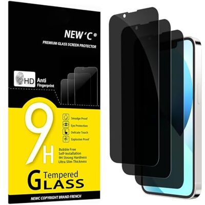 NEW'C 3 Pack, Privacy skärmskydd i glas för iPhone 13 Mini (5,4 tum), balanserad 35-graders sekretessvinkel med ögonskydd, Ultra hållbar 9H hårdhet, bubbelfri NEW'C 3 Pack, Privacy skärmskydd i glas för iPhone 13 Mini (5,4 tum), balanserad 35-graders sekretessvinkel med ögonskydd, Ultra hållbar 9H hårdhet, bubbelfri