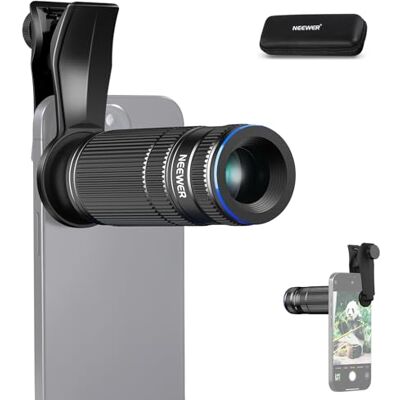 NEEWER 7X teleobjektiv med telefonlinsklämma kompatibel med iPhone Samsung, 15 element 12 grupper 7 x förstoring, telefonobjektiv för 17 mm gänga telefonbur/telefonfodral/bakplatta, LS-36 PRO NEEWER 7X teleobjektiv med telefonlinsklämma kompatibel med iPhone Samsung, 15 element 12 grupper 7 x förstoring, telefonobjektiv för 17 mm gänga telefonbur/telefonfodral/bakplatta, LS-36 PRO