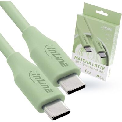 InLine Colour your Charge USB C-kabel 100 W, PD snabbladdningskabel, silikonladdningskabel, flexibel, för iPhone Air 17 Pro 16 15 iPad Galaxy S23 Pixel surfplattor, 0,5 m, Matcha latte (grön), 35895G InLine Colour your Charge USB C-kabel 100 W, PD snabbladdningskabel, silikonladdningskabel, flexibel, för iPhone Air 17 Pro 16 15 iPad Galaxy S23 Pixel surfplattor, 0,5 m, Matcha latte (grön), 35895G
