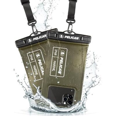 Pelican 2 Pack Marine IP68 Waterproof Phone Pouch/Case (Regular Size) Floating Waterproof Phone Case for iPhone 15 Pro Max / 14 Pro Max / 13 Pro Max / 12 / S23 Detachable Lanyard OD Green Pelican 2 Pack Marine IP68 Waterproof Phone Pouch/Case (Regular Size) Floating Waterproof Phone Case for iPhone 15 Pro Max / 14 Pro Max / 13 Pro Max / 12 / S23 Detachable Lanyard OD Green