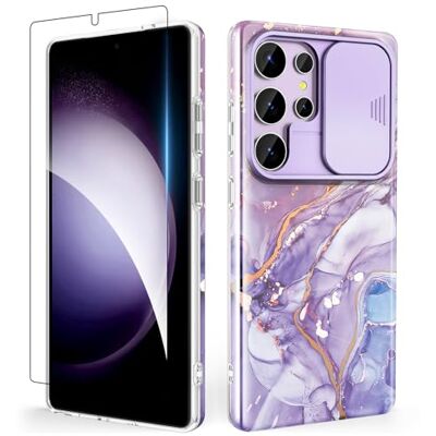 SHEDEER för Samsung S25 Ultra fodral med bildkamerafodral + skärmskydd, Samsung Galaxy S25 Ultra Case glansig glansig snygg, smal passform lätt telefonfodral Samsung S25 Ultra 6,8 tum lila SHEDEER för Samsung S25 Ultra fodral med bildkamerafodral + skärmskydd, Samsung Galaxy S25 Ultra Case glansig glansig snygg, smal passform lätt telefonfodral Samsung S25 Ultra 6,8 tum lila