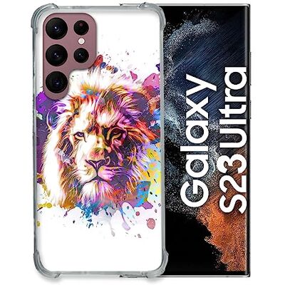 Cokitec Spetsat fodral i härdat glas för Samsung Galaxy S23 Ultra Animal Lion Tag Cokitec Spetsat fodral i härdat glas för Samsung Galaxy S23 Ultra Animal Lion Tag