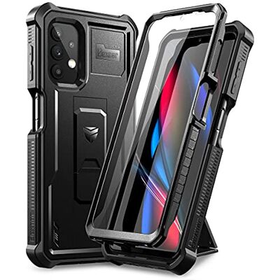 Dexnor Fodral till Samsung Galaxy A32 5G med inbyggt skärmskydd militär kvalitet Armour Heavy Duty 360 helkropp stötsäker stötfångare skydd fodral med stativ – Svart Dexnor Fodral till Samsung Galaxy A32 5G med inbyggt skärmskydd militär kvalitet Armour Heavy Duty 360 helkropp stötsäker stötfångare skydd fodral med stativ – Svart