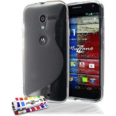 MUZZANO Original "Le S" premium flexibelt skal skal skal för Motorola Moto X första generationen med 3 ultraklart skärmskydd grå MUZZANO Original "Le S" premium flexibelt skal skal skal för Motorola Moto X första generationen med 3 ultraklart skärmskydd grå