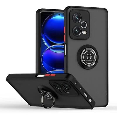 Tumundosmartphone Matt fodral med svart kant och 360 roterande ring för Xiaomi Redmi Note 12 4G Tumundosmartphone Matt fodral med svart kant och 360 roterande ring för Xiaomi Redmi Note 12 4G