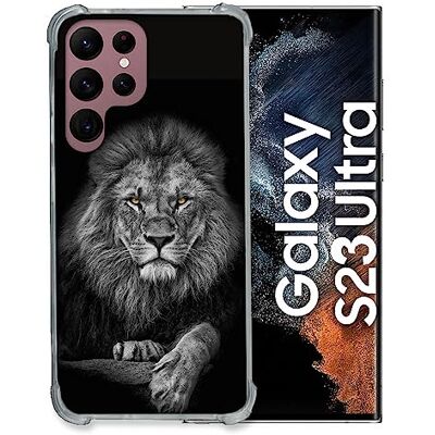Cokitec Spetsat fodral i härdat glas för Samsung Galaxy S23 Ultra Majestätisk Lion Animal Cokitec Spetsat fodral i härdat glas för Samsung Galaxy S23 Ultra Majestätisk Lion Animal