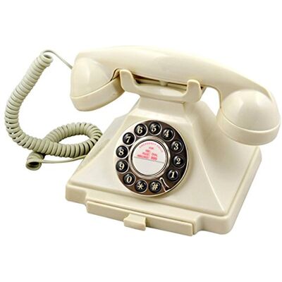 GPO 1929 S Classic Carrington retro tryckknappar telefon 20-talet design med utdragbar låda – gräddvit GPO 1929 S Classic Carrington retro tryckknappar telefon 20-talet design med utdragbar låda – gräddvit